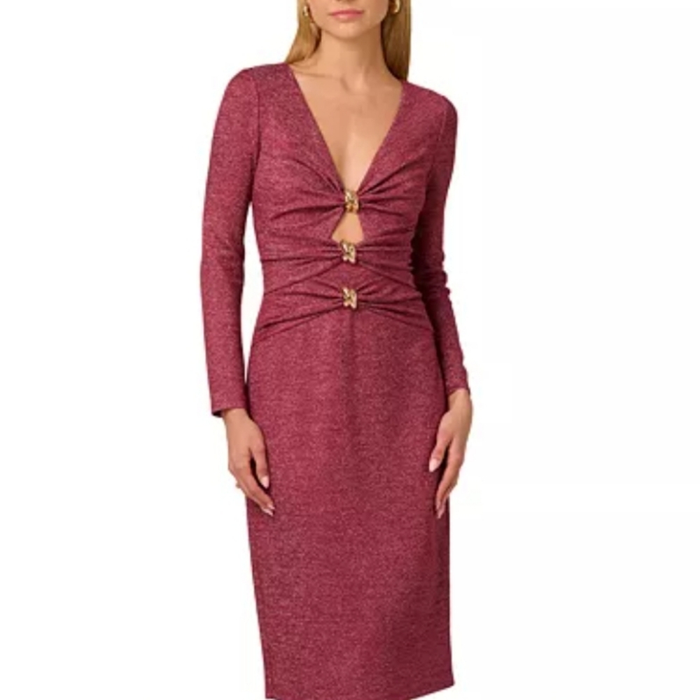 Metallic Knit Midi Dress
